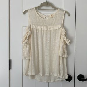 Anthropologie Meadoe Rue Cold Shoulder Ruffle Top